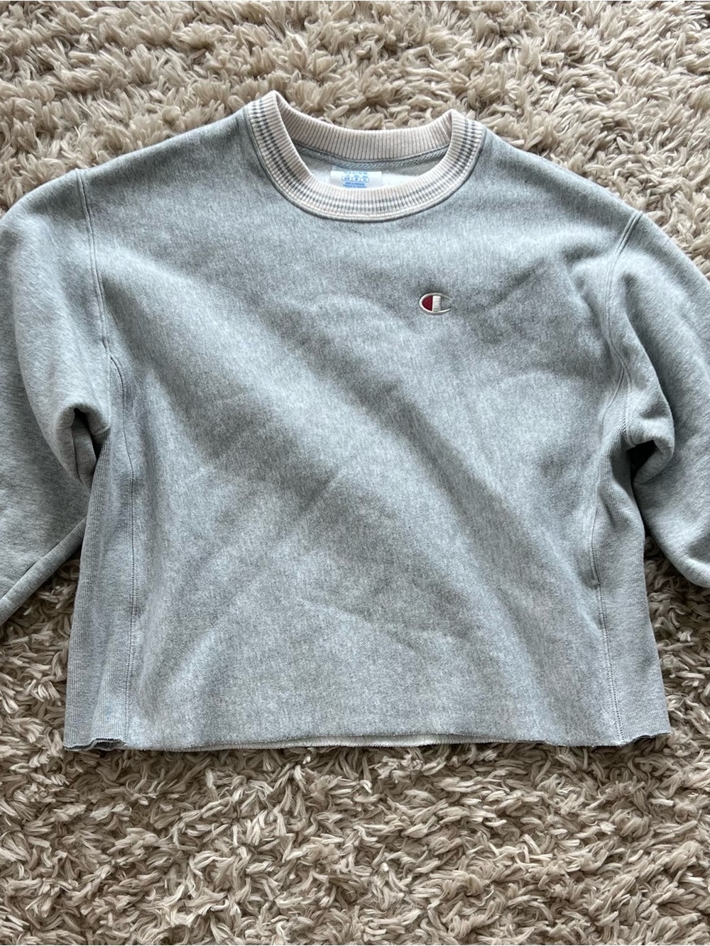 Champion Light Heather Gray Crewneck Sweatshirt with Logo